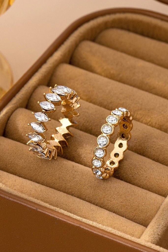 Gold-Tone Crystal Stretch Ring Duo | 80R175