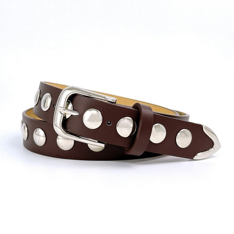 Black Leather Gold Studded Belt | 40BT662