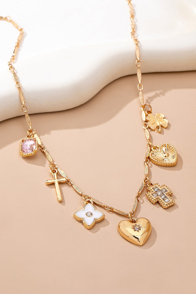 CHARM NECKLACE-crosses hearts flowers clovers | 80N92807