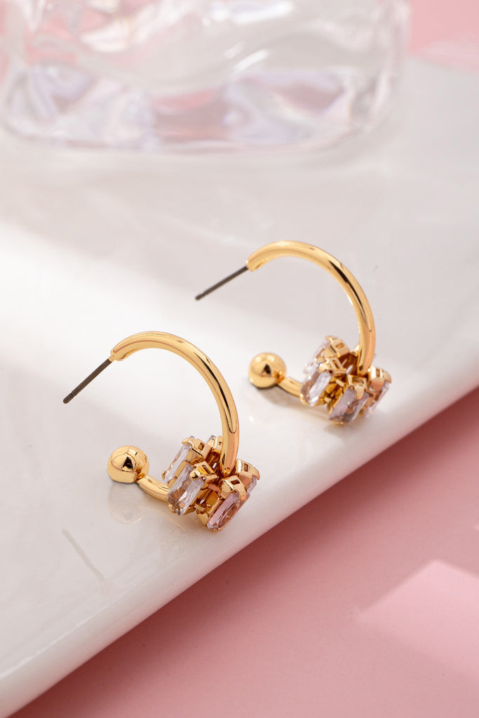 Gold-Tone Crystal Climber Hoop Earrings | 80E61868