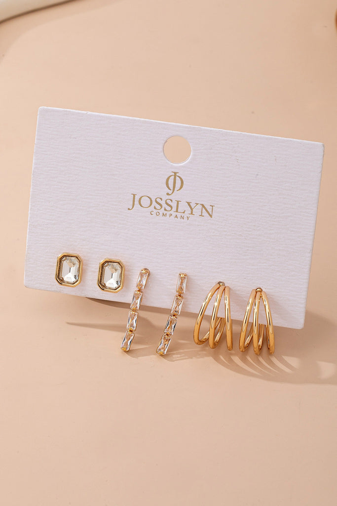 Emerald-Cut Crystal Baguette Linear & Hoop Huggies | 80E61879