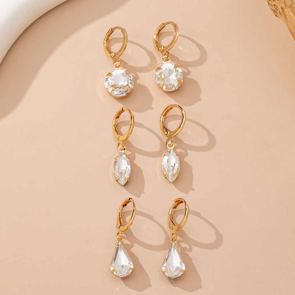 Clear Crystal Drop Huggie Earring Set | 80E61885