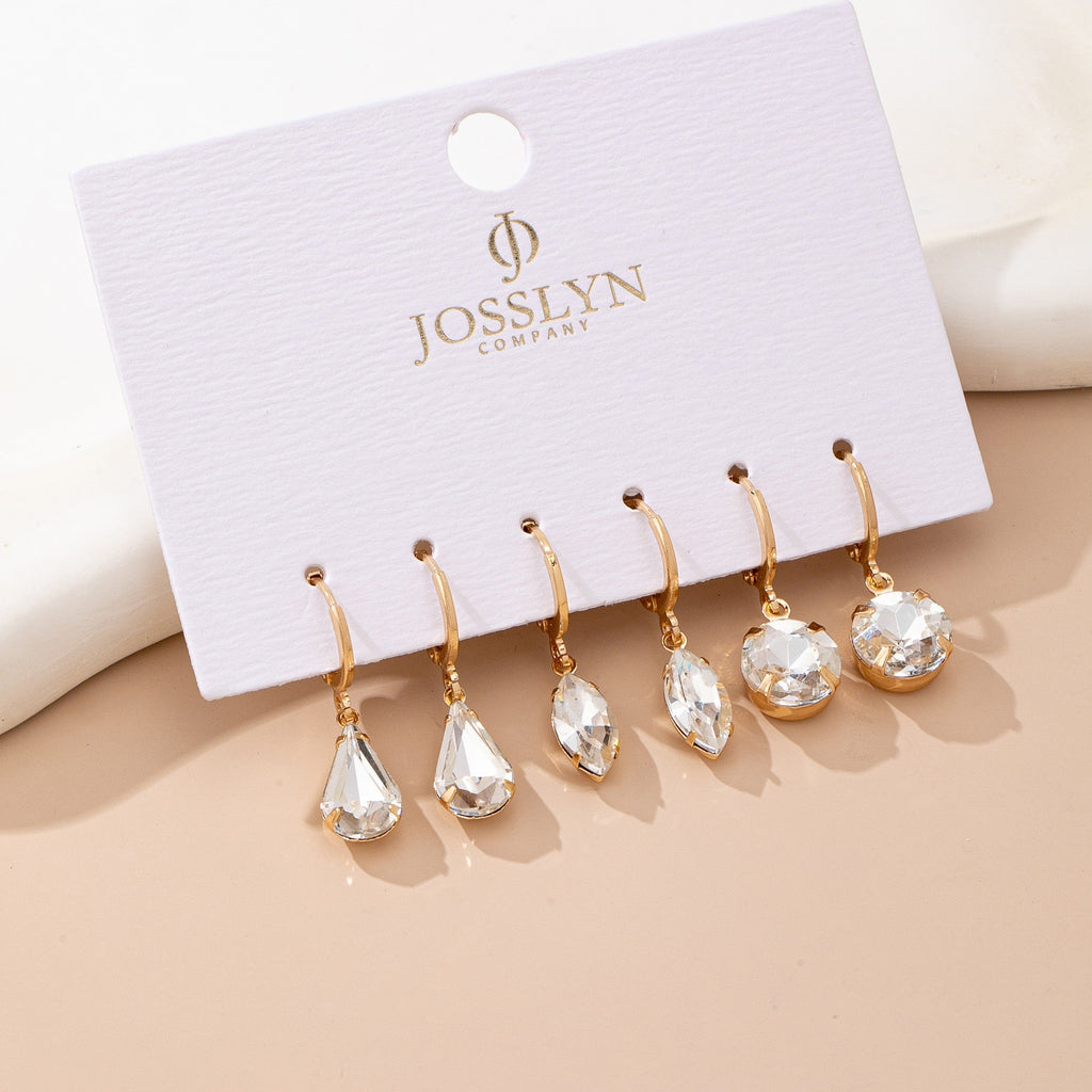 Clear Crystal Drop Huggie Earring Set | 80E61885