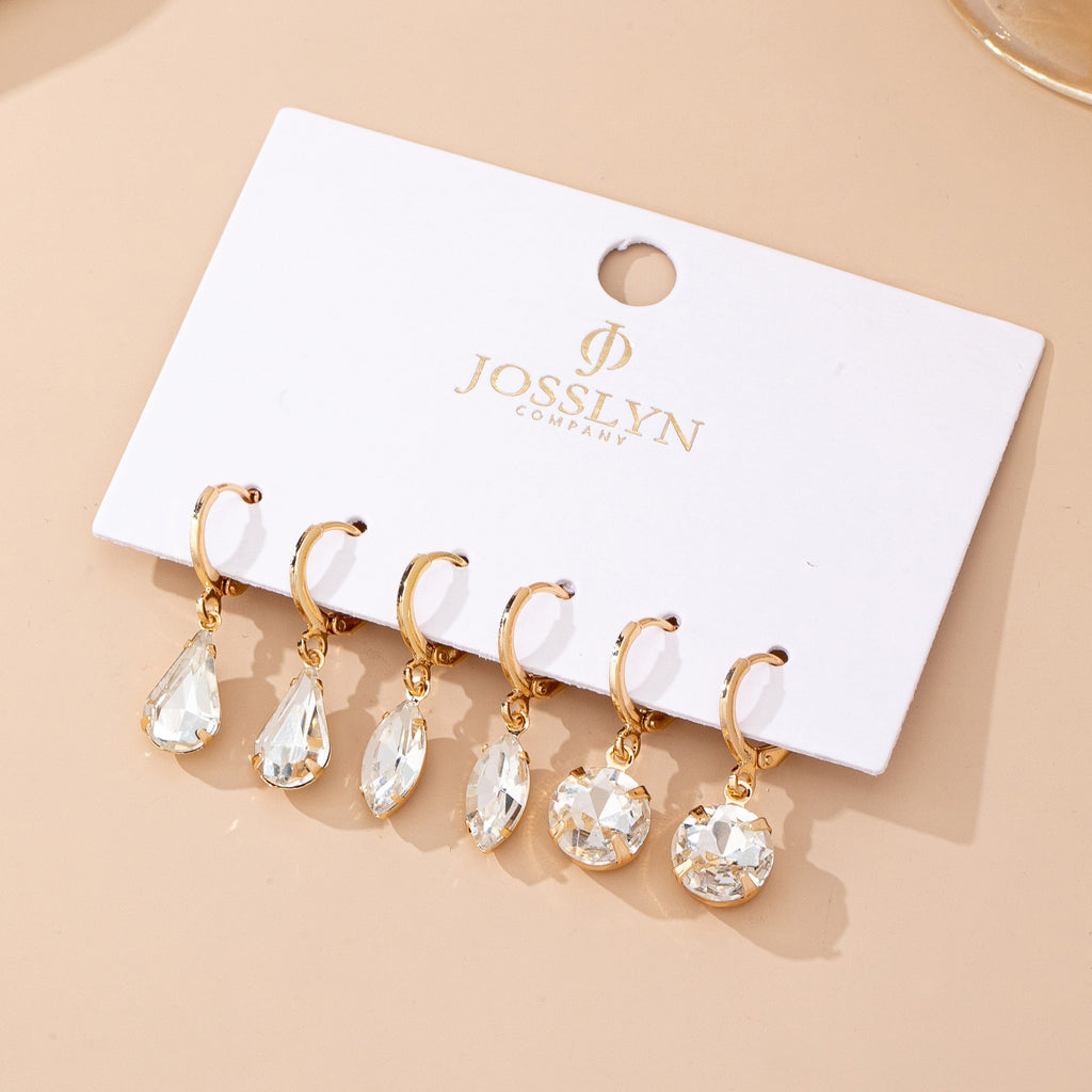 Clear Crystal Drop Huggie Earring Set | 80E61885