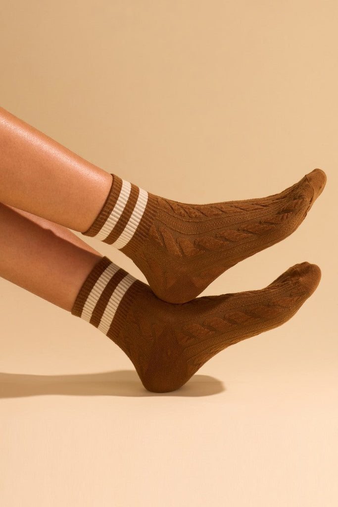 WOMAN BREATHABLE WAFFLE STRIPE COTTON SOCKS | 40S02082