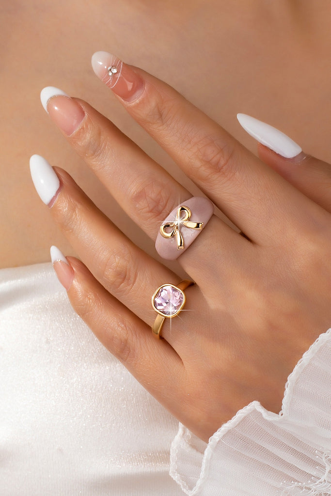 Bow-Accented Pink Gem Ring | 80R207