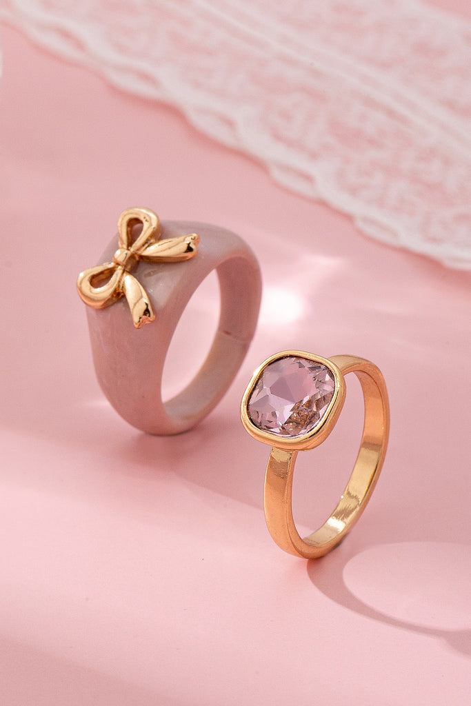 Bow-Accented Pink Gem Ring | 80R207
