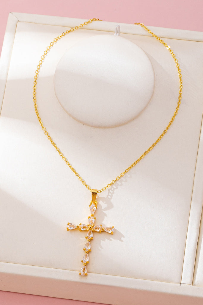 Rainbow Crystal Cross Pendant Necklace | 80N92816