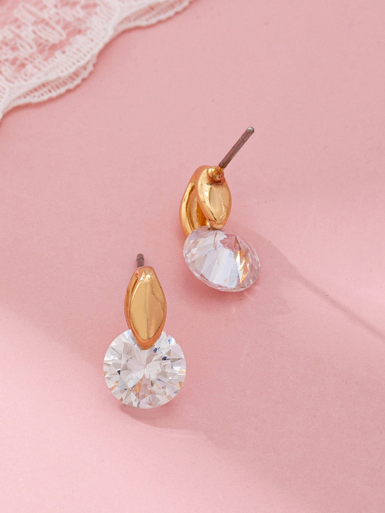 Crystal On Gold Post Stud Earrings | 80E61924
