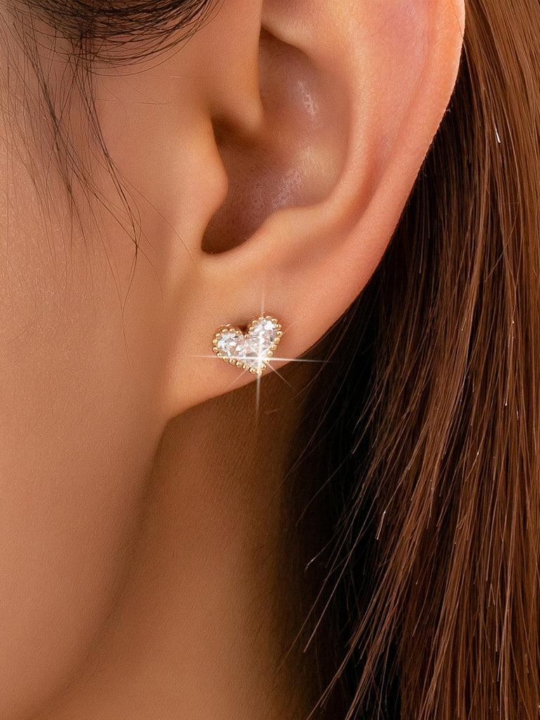 Heart Crystal Gold Bubble Stud Earrings | 80E61928