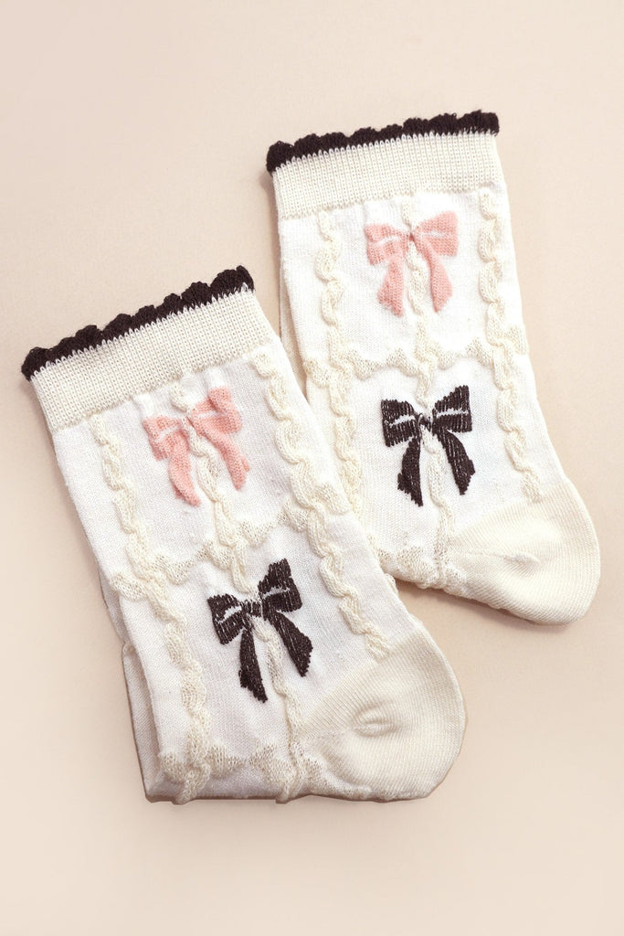 Cozy Bow & Tulip Crew Ankle Socks | 40S02084