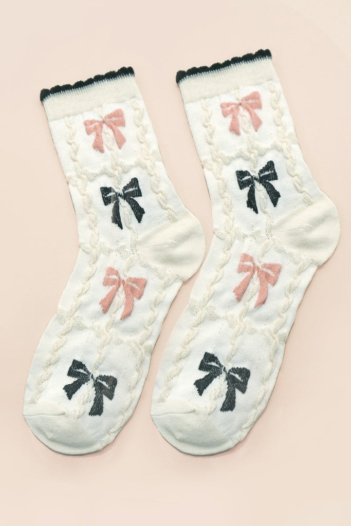 Cozy Bow & Tulip Crew Ankle Socks | 40S02084