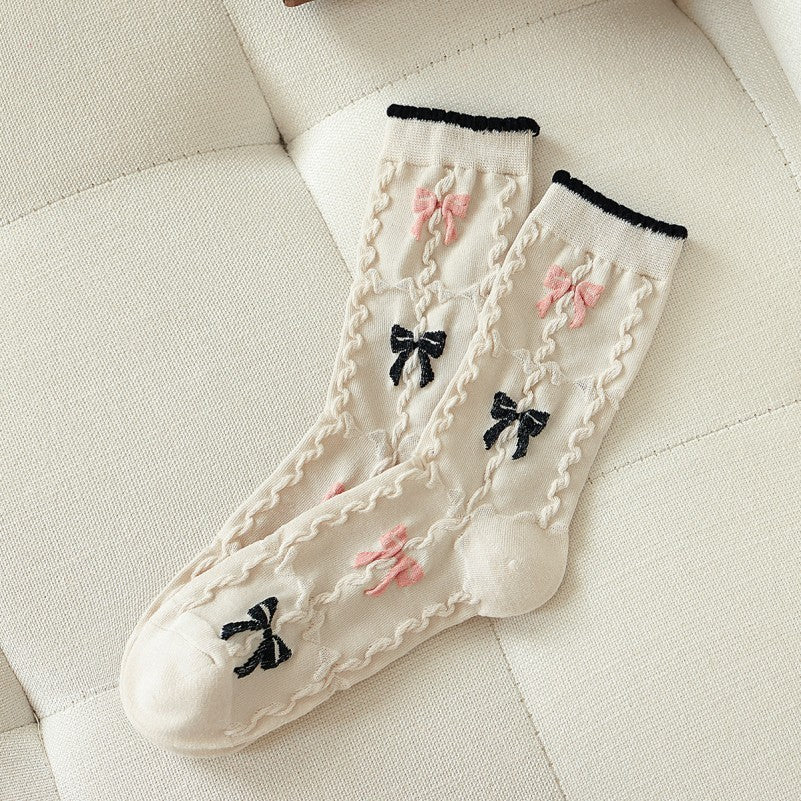 Cozy Bow & Tulip Crew Ankle Socks | 40S02084