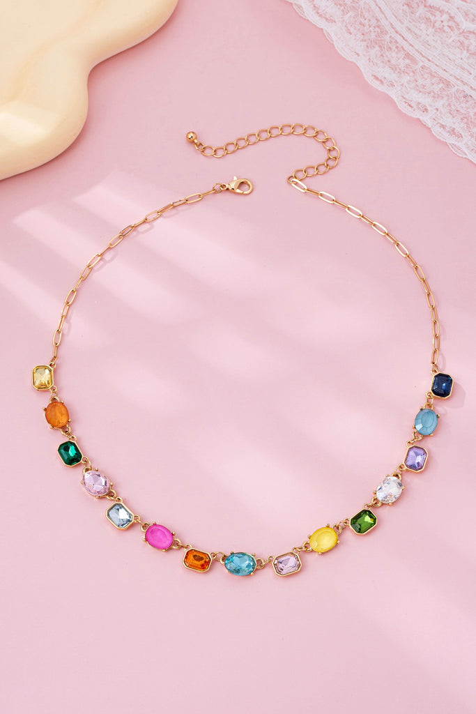 Multicolor Gemstone Link Necklace | 80N92824