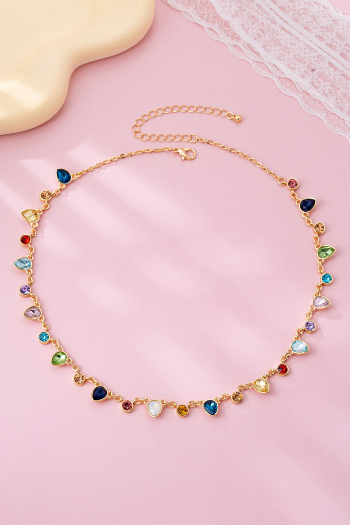 Rainbow Teardrop Gemstone Charm Necklace | 80N92832