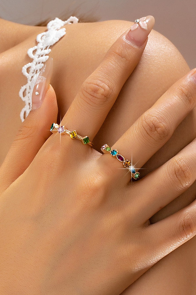 Rainbow Gemstone Cluster Statement Ring Set | 80R227