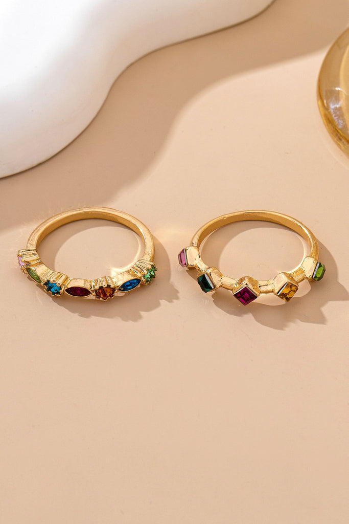 Rainbow Gemstone Cluster Statement Ring Set | 80R227