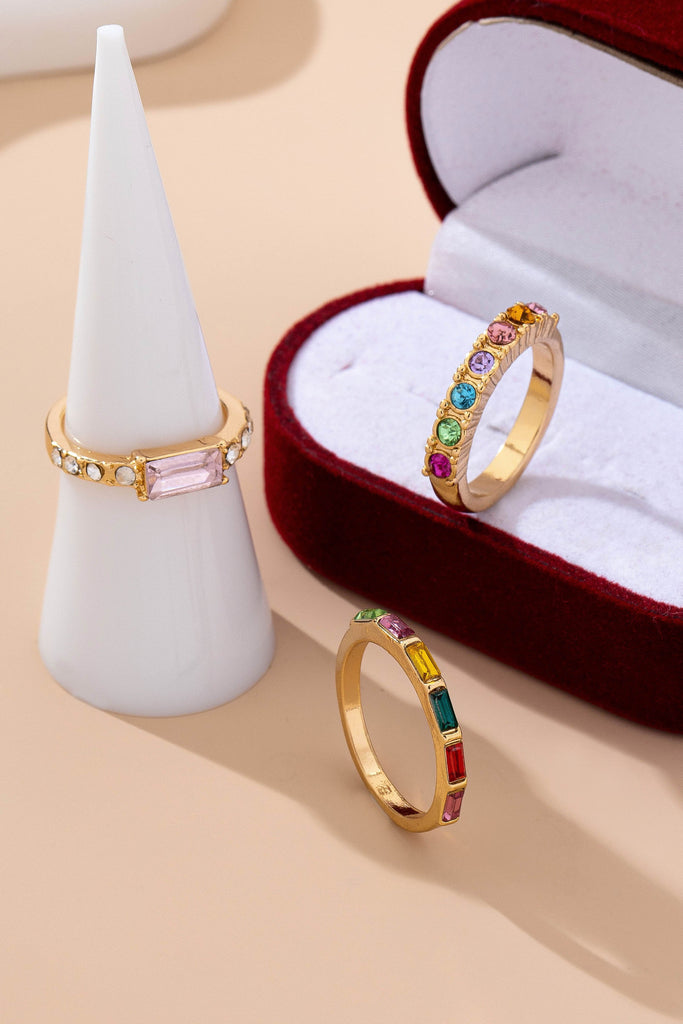 Rainbow Gemstone Triple Band Ring Set | 80R228