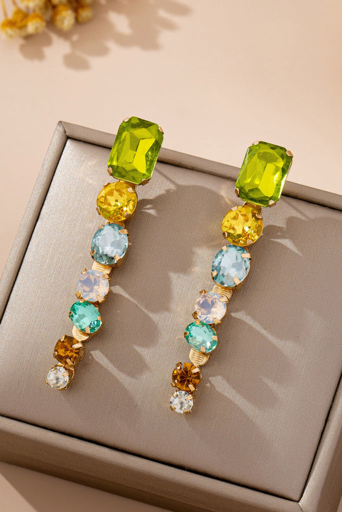 Rainbow Gem Drop Linear Earrings | 80E61964