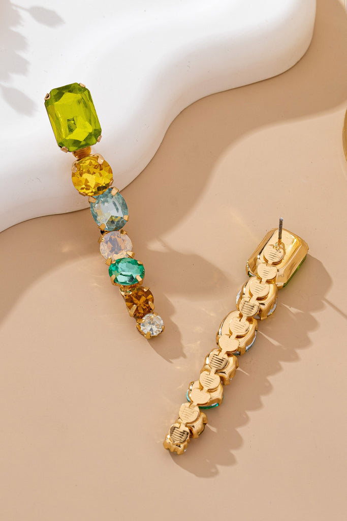 Rainbow Gem Drop Linear Earrings | 80E61964