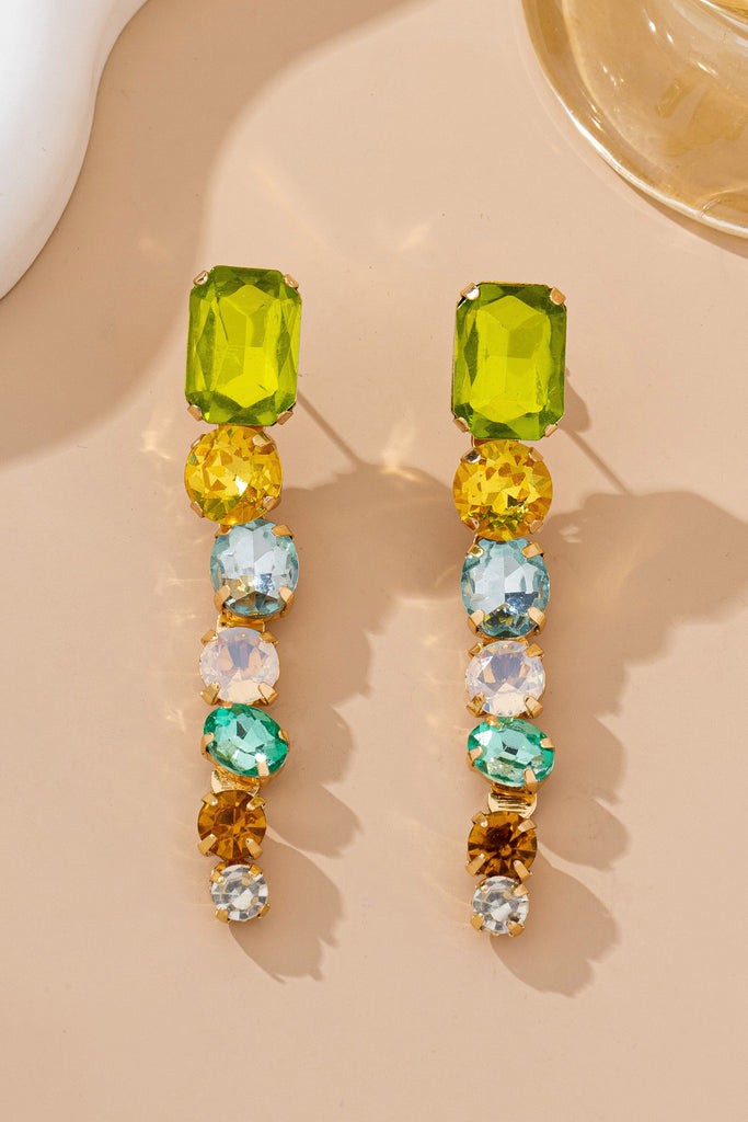 Rainbow Gem Drop Linear Earrings | 80E61964