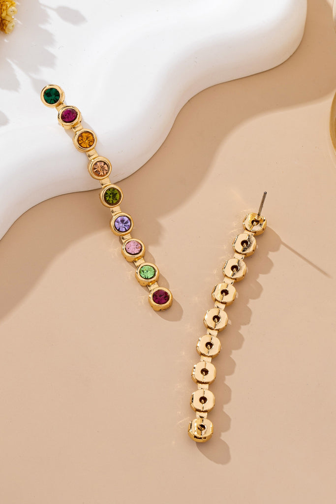 Rainbow Gemstone Linear Drop Earrings | 80E61965