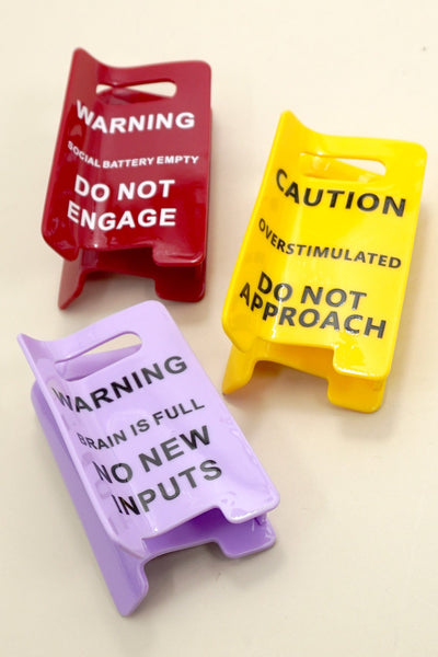 Funny Caution Sign Hair Claw Clip | 40H1055 – JOSSLYN COMPANY