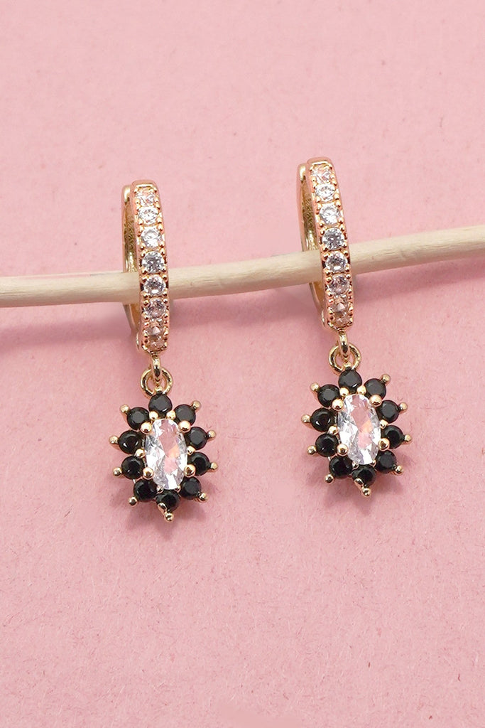 Sparkling Floral Bloom Crystal Huggie Earrings | 40E476