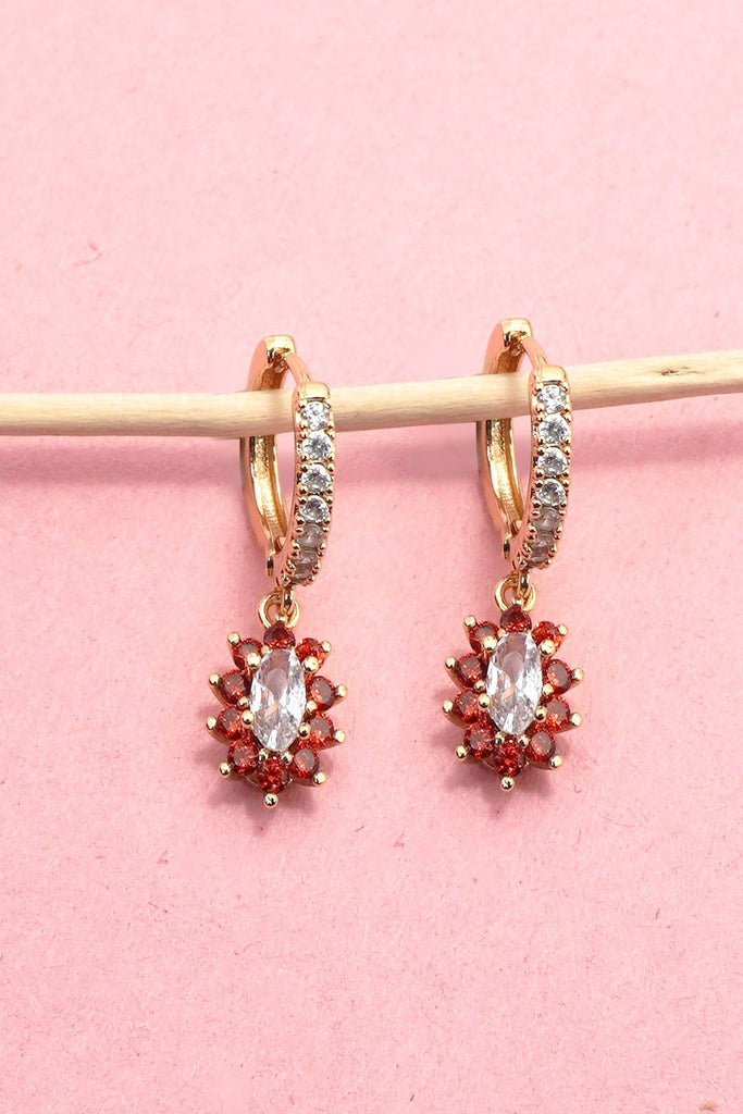Sparkling Floral Bloom Crystal Huggie Earrings | 40E476