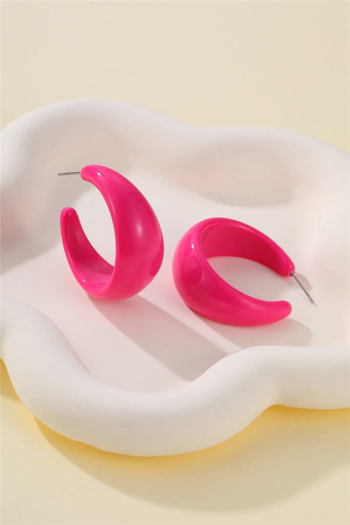Retro High-Shine Acrylic Chunky Hoop Earrings | 40E478