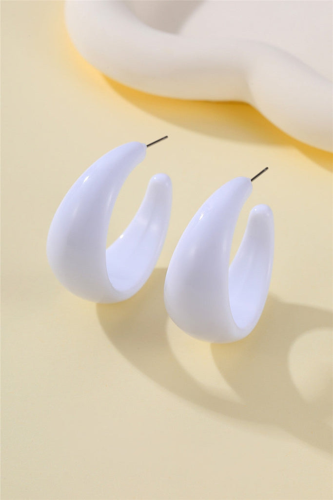 Retro High-Shine Acrylic Chunky Hoop Earrings | 40E478