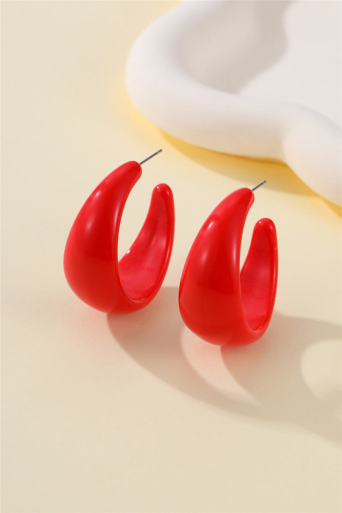 Retro High-Shine Acrylic Chunky Hoop Earrings | 40E478