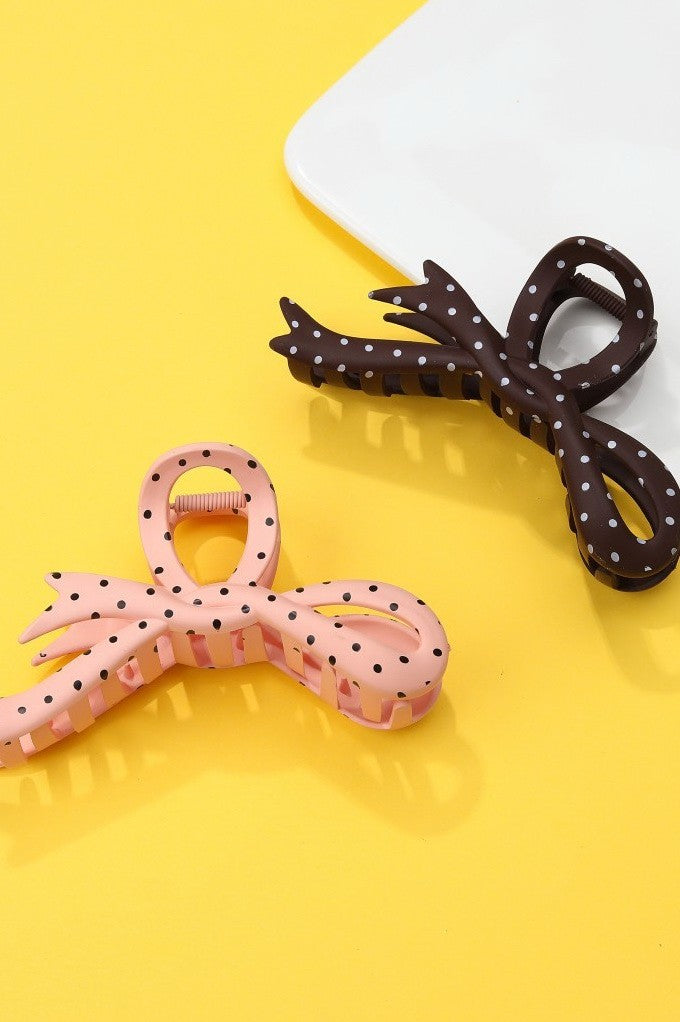 Oversized Polka Dot Bow Hair Claw Clip | 40H1066