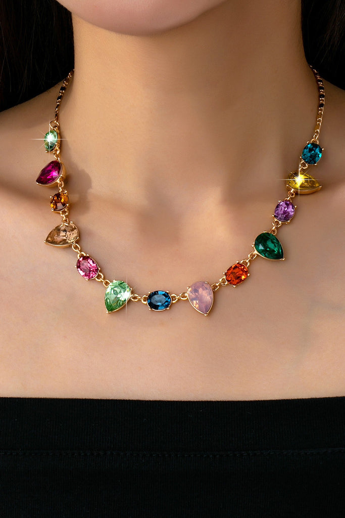 Rainbow Pear Gemstone Dangle Necklace | 80N92848