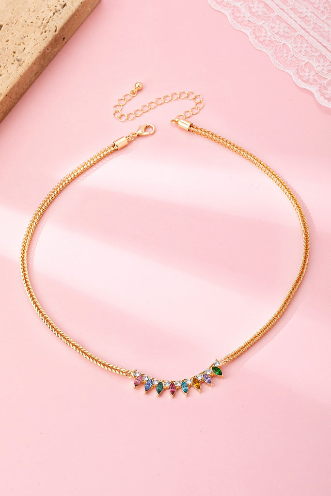 Rainbow Marquise Drop Bib Necklace | 80N92850
