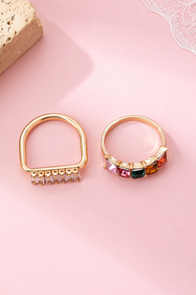 Rainbow Crystal Wrap Ring 2pcs Set | 80R241