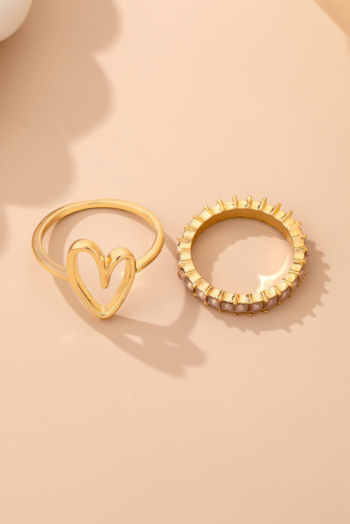 Baguette Crystal Heart Open Ring | 80R245