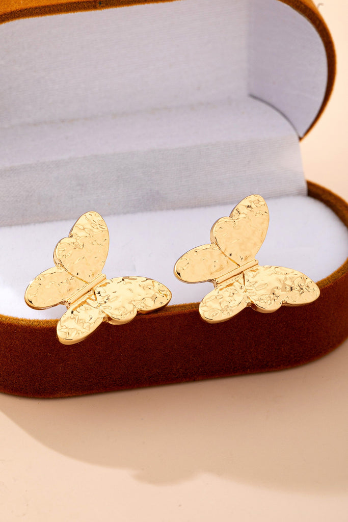 Textured Gold Butterfly Stud Earrings | 80E62062
