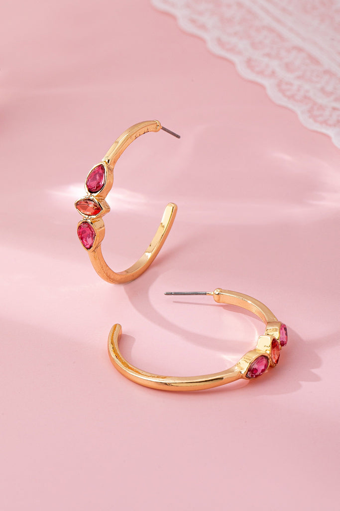 Fuchsia Marquise Crystal Hoop Earrings | 80E62089