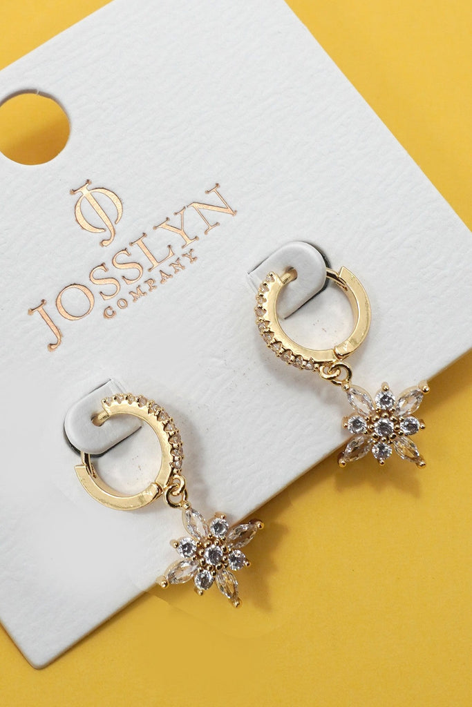 Sparkling Flower Hoop Drop Earrings | 40E484