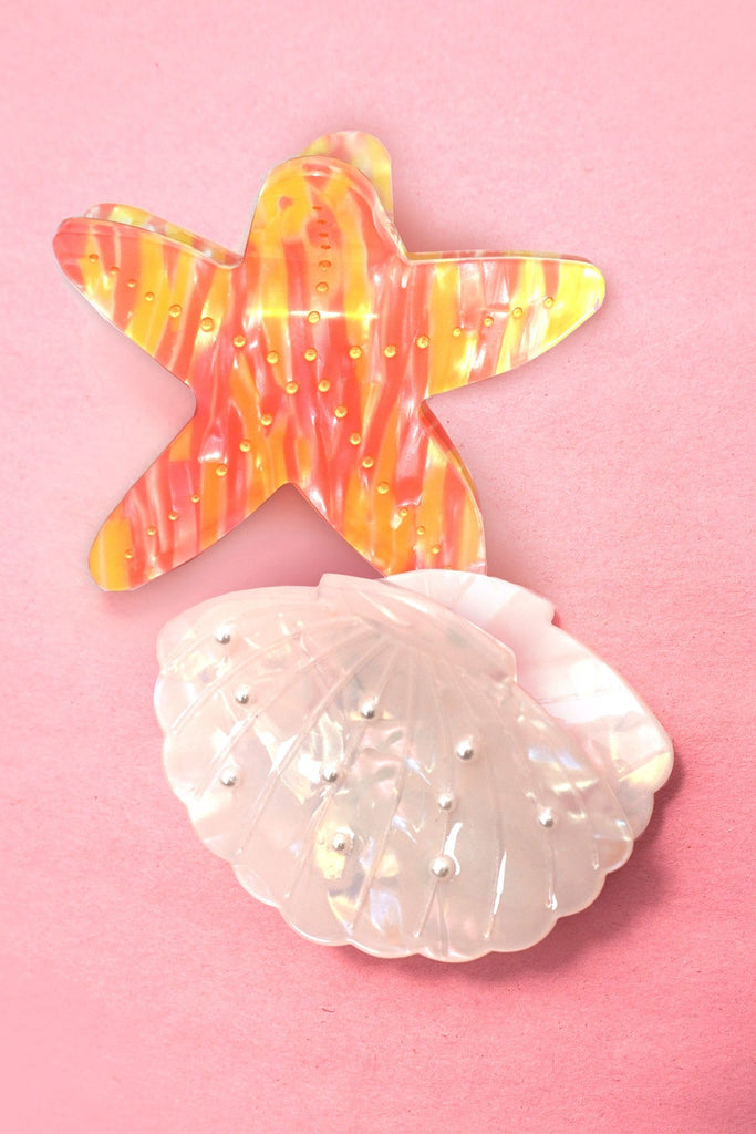 Seaside Pearl Shell & Starfish Hair Clips | 40H1067