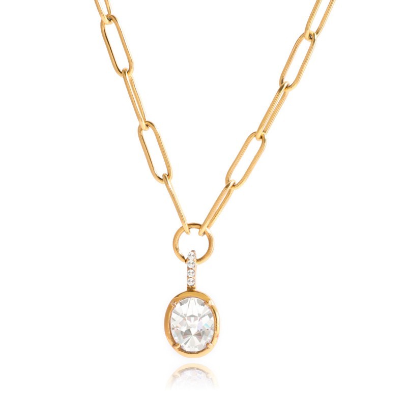 18K STAINLESS STEEL TARNISH FREE SQUARE NECKLACE | 40NK9675