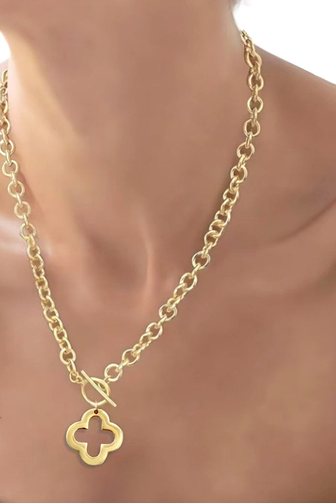 18K STAINLESS STEEL TARNISH FREE CLOVER NECKLACE | 40NK9647