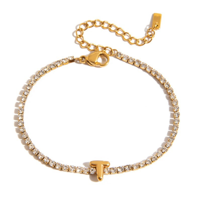 18K STAINLESS STEEL TARNISH FREE INITIAL BRACELET | 40B5246