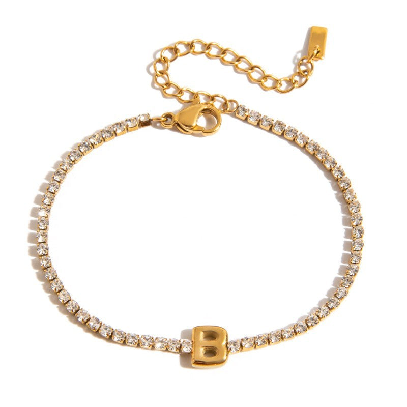 18K STAINLESS STEEL TARNISH FREE INITIAL BRACELET | 40B5246