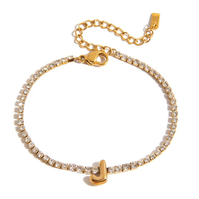 18K STAINLESS STEEL TARNISH FREE INITIAL BRACELET | 40B5246