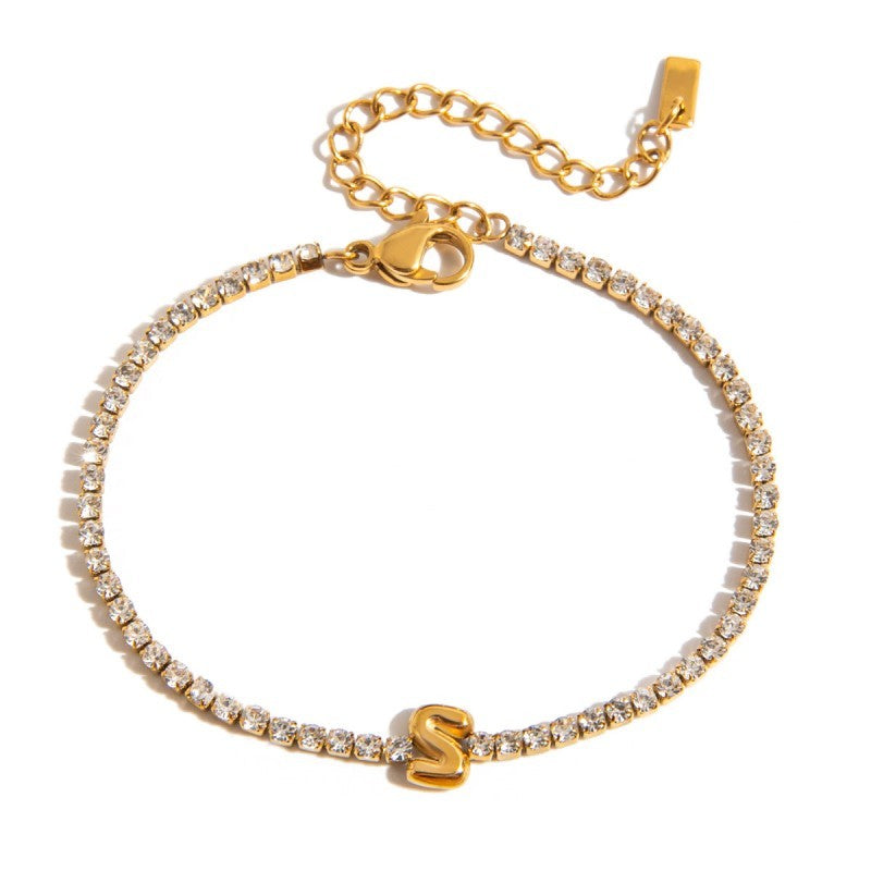 18K STAINLESS STEEL TARNISH FREE INITIAL BRACELET | 40B5246