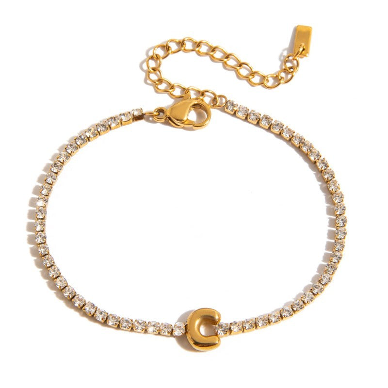 18K STAINLESS STEEL TARNISH FREE INITIAL BRACELET | 40B5246