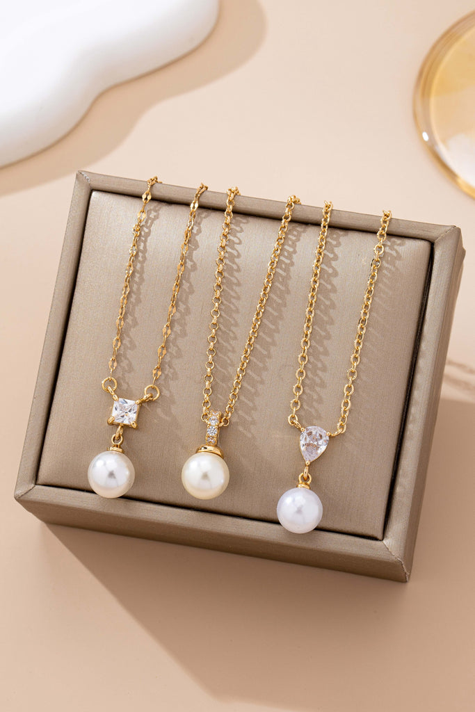 Classic CZ Crystal & Pearl Pendant Necklace | 80N92872