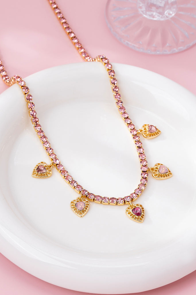 Glass Crystal Tennis Charms Necklace | 80N92887